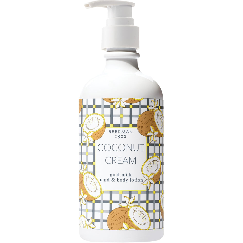 Beekman 1802 Coconut Cream Goat Milk Lotion pump bottle ready for daily use.
