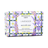 Beekman 1802 Goat Milk Lavender Bar close-up, gentle cleansing for sensitive skin.