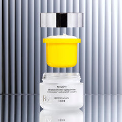 Beekman 1802 Milk RX Refill Pod label highlights Renexosome ingredients for potential firming support.