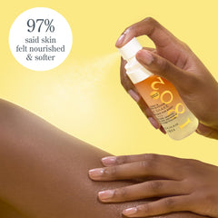 Beekman 1802 Milk Shake Body Mist sprayed on forearm for quick moisture