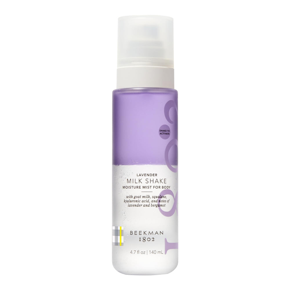 Beekman 1802 Milk Shake Body Mist Lavender bottle ready to hydrate and refresh skin