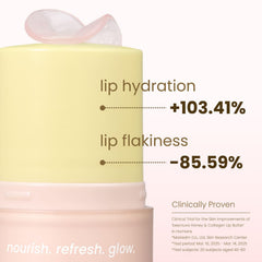 Beenuvo Honey & Collagen Lip Butter applied on lips for hydration base.