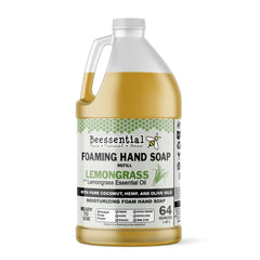 Beessential lemongrass refill bottle for bulk foaming hand soap delivers gentle cleansing and skin softness.