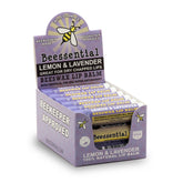 Beessential lavender lip balm 18-pack packaging display, ideal for gifting and bulk offers.