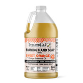 Beessential orange foaming hand soap refill bottle with moisturizing aloe and honey for daily use.
