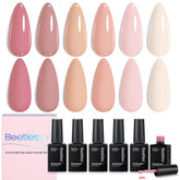 Beetle Nude Pink Gel Polish Set closeup bottle demonstrates premium salon-grade formula for home use.