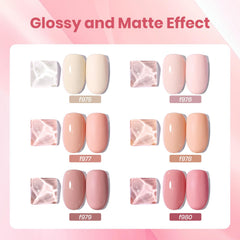 Beetle Nude Pink gel polish set color swatches show versatile nude and pink tones.