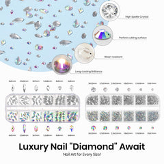 Beetles AB rhinestones style tray with varied sizes for versatile designs