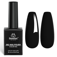 Beetles Black Gel Polish 10ml bottle close-up showing rich gloss and lasting color