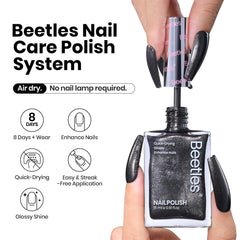 Beetles Black Glitter Nail Polish brush-stroke demonstrates smooth application and even glitter.