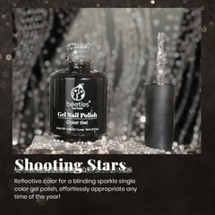 Beetles Black Glitter Gel Polish shimmering under multiple lights.