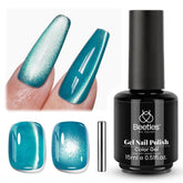Beetles Blue Cat Eye gel polish bottle with shimmering blue glass finish for elegant daily nails