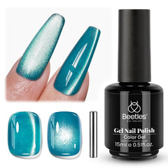 Beetles Blue Cat Eye gel polish bottle with shimmering blue glass finish for elegant daily nails
