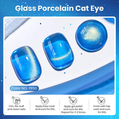 Beetles Blue Cat Eye Gel Polish magnet demonstrates customizable cat-eye effects at home.