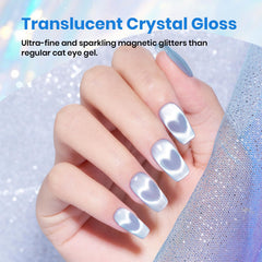 Beetles Blue Cat Eye magnet demonstrates magnetic effect for at-home nail art