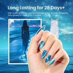 Beetles Blue Cat Eye under UV LED lamp reveals magnetic shimmer on tips.