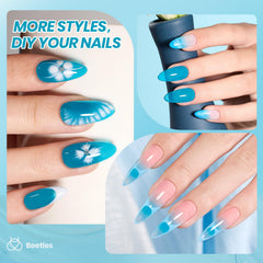 Beetles blue gel nail polish during UV cure for durable manicure at home