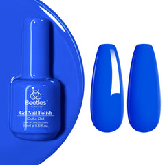 Beetles Blue Gel Nail Polish electric punk bottle for bold DIY manicures.