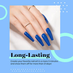 Nail swatch with Beetles Blue Gel Polish reveals rich cobalt shade.