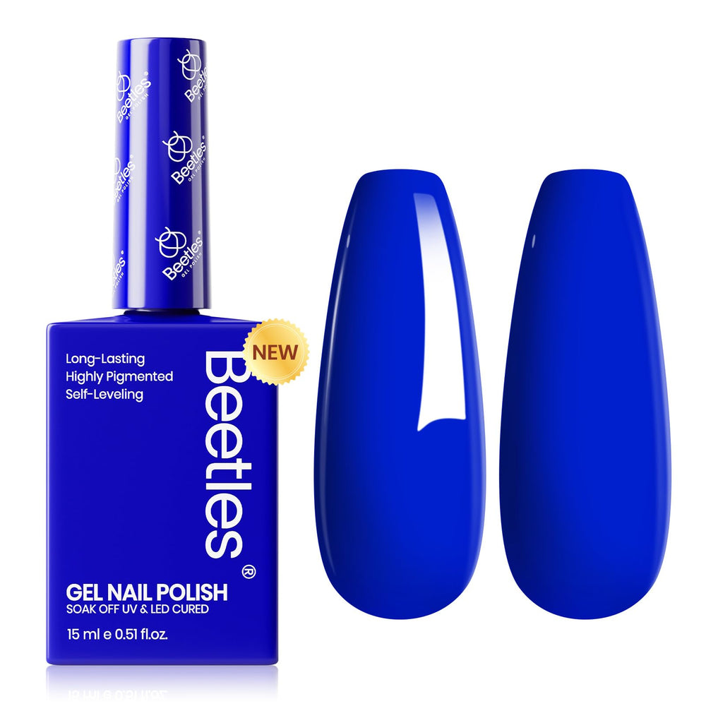 Beetles Blue Gel Nail Polish royal blue bottle for bold color at home