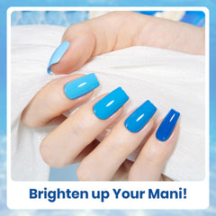 Beetles gel polish F982 swatch in mid-tone blue for versatile style