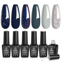 Beetles Blue Gel Polish Set navy glitter bottle for a festive winter manicure.