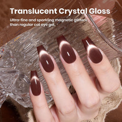 Beetles Brown Cat Eye Gel Polish close-up on bottle highlights shimmering pigments