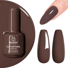 Beetles Brown Gel Nail Polish bottle in deep chocolate shade for lasting color.