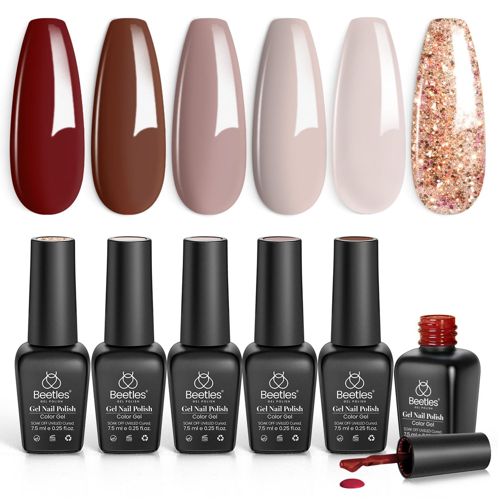 Beetles Brown Gel Polish burgundy bottle for elegant winter nails