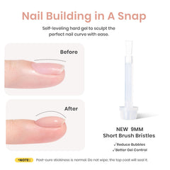 Beetles Builder Gel Amber Embrace nail-art close-up highlights nude and glitter versatility.
