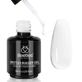 Beetles Builder Gel bottle in milky white for durable nail extensions.