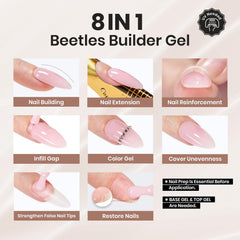 Beetles Builder Gel nude swatch demonstrates jelly nude color and finish.