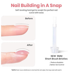 Beetles Builder Gel pink glitter fills gaps for seamless nail tips.