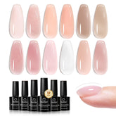 Beetles Builder Gel Set in 12 colors display for versatile nail art and overlays