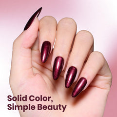 Beetles Burgundy Glitter Gel Polish close-up bottle highlights texture and glitter particles.