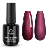 Beetles Burgundy Glitter Gel Polish bottle shows rich burgundy sparkle for a luxe manicure.