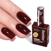 Be beetles Burgundy Red gel polish bottle display showing deep wine shade for chic nails