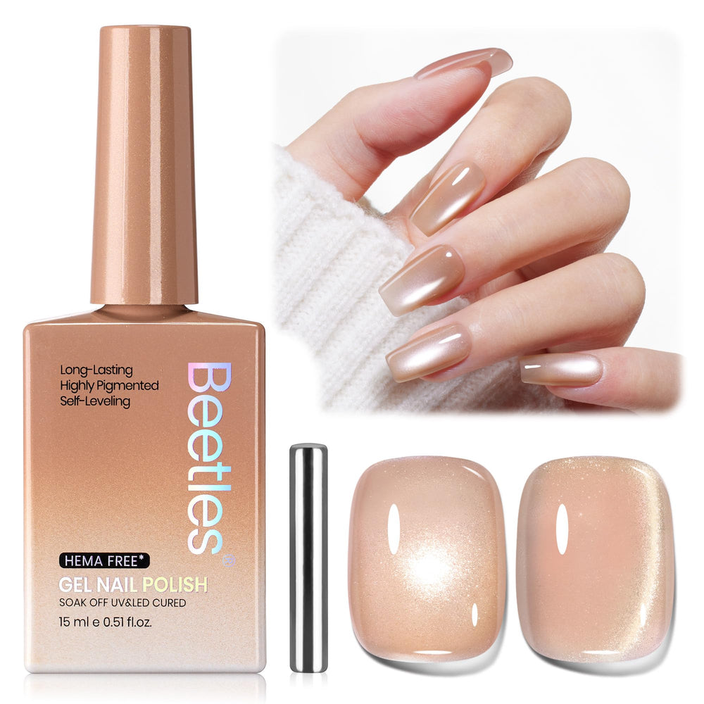 Beetles Buttercream Dream Nude Cat Eye base shot showing natural nude foundation on nails