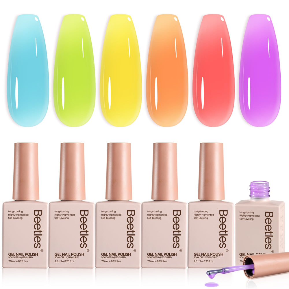 Beetles Candy Spritz Jelly Polish packaging showcases six pastel hues for easy gifting.