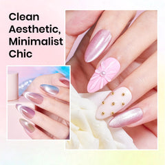 Beetles Cat Eye Blue Gel Nail Set delivers cool shimmer under lamp for salon-like results at home.