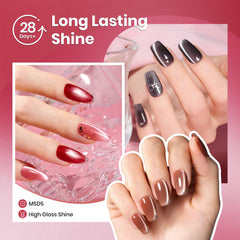 Beetles Cat Eye Gel Polish red shade provides bold color with dramatic light-reflective notes.