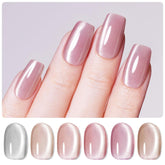 Beetles Cat Eye Gel Nail Polish Set in nude reflection for elegant everyday nails.