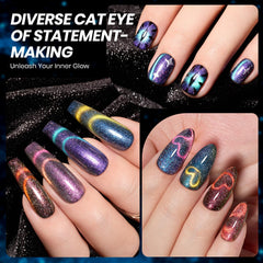 Beetles Cat Eye Gel Nail Polish Set swatches showing galaxy glitter finish