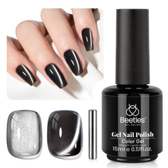 Beetles cat-eye gel polish with magnet shows dramatic shimmer for at-home nail art