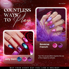 Beetles magnet pen demonstrates cat-eye effect by guiding magnetic shimmer on nails.