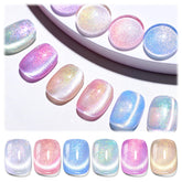 Beetles Cat Eye Gel Polish F725 displays magnetic color shift for a chameleon glow.