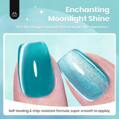 Beetles Cat Eye nail design closeup highlights subtle shifting shimmer