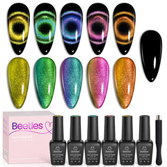 Beetles Cat Eye Nail Polish in Black Glitter for dramatic shimmering nails.