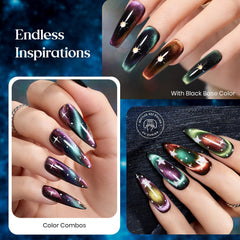 Beetles Cat Eye Nail Polish Blue Chameleon with vibrant shifting hues.