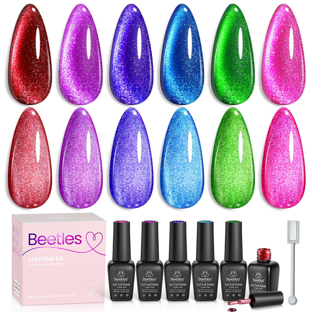 Beetles Cat Eye purple polish with magnetic effect for shimmering nails and versatility
